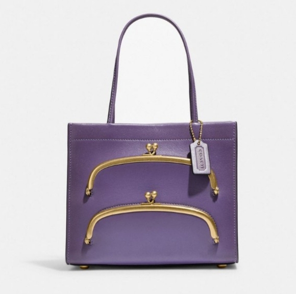 Coach Handbags - Coach Cashin Carry Tote 22, Double Kisslock, Purple